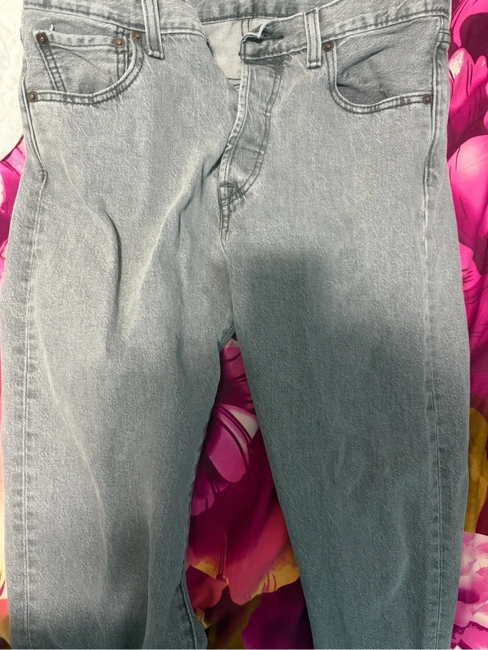 Classic Light Wash Mens Jeans - Light Gray Denim